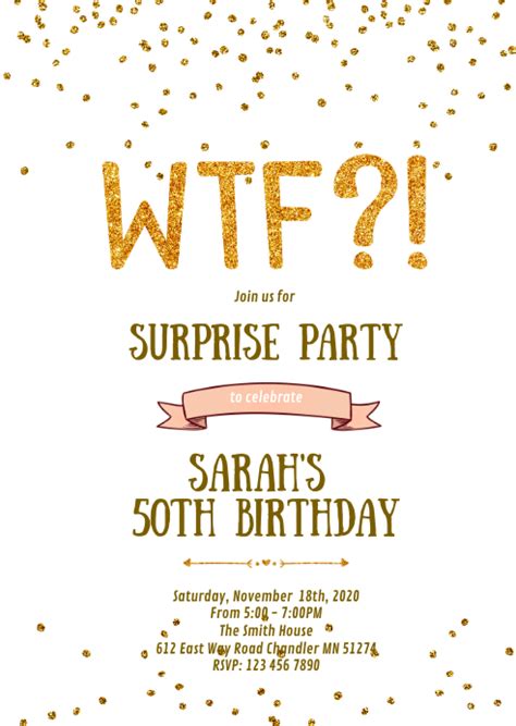 Wtf Adult Birthday Party Invitation Template Postermywall