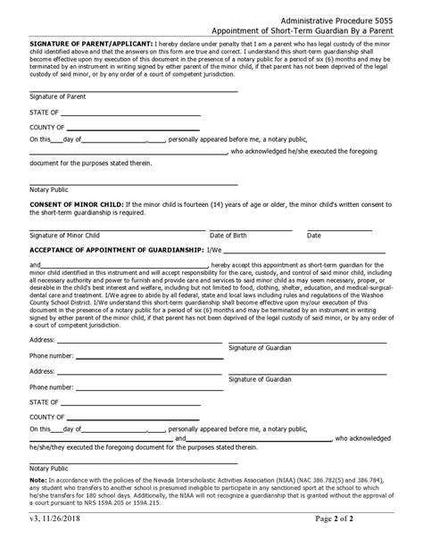 Printable Temporary Guardianship Agreement Form Printable Forms Free