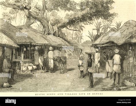Rustic Scene And Village Live In Bengal India Old Vintage 1800s