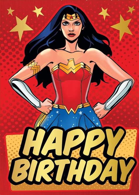 Birthday Note Card Wonder Woman Birthday Foil Paper House Wonder Woman Birthday Birthday