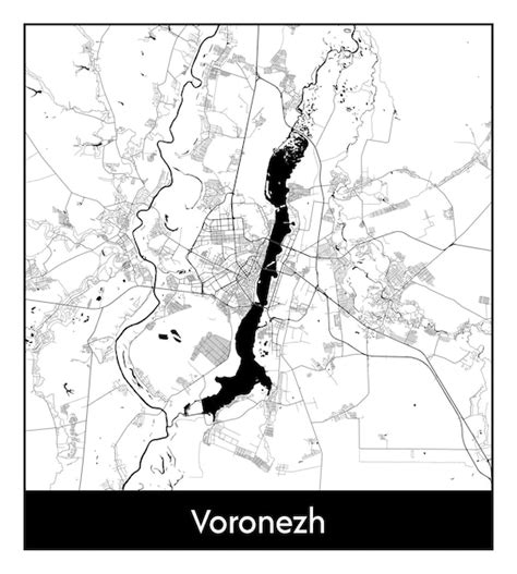 Premium Vector Minimal City Map Of Voronezh Russia Europe