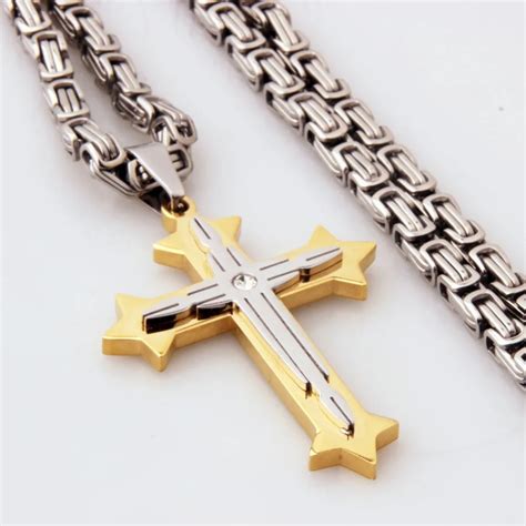 Cross Pendant Necklace Stainless Steel Chain Necklace Hip Hop Necklace Street Punk Style Jewelry