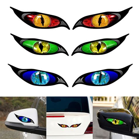 1 Pair Car Styling Sticker D 1251 Evil Eye Reflective Side Rearview