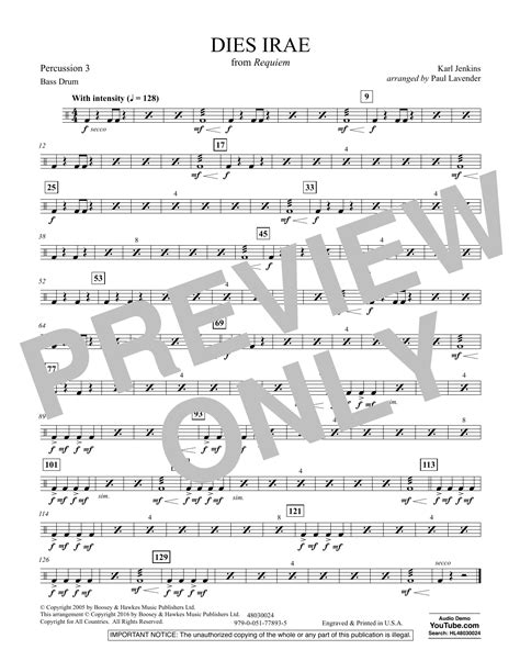 Dies Irae From Requiem Percussion 3 Sheet Music Paul Lavender