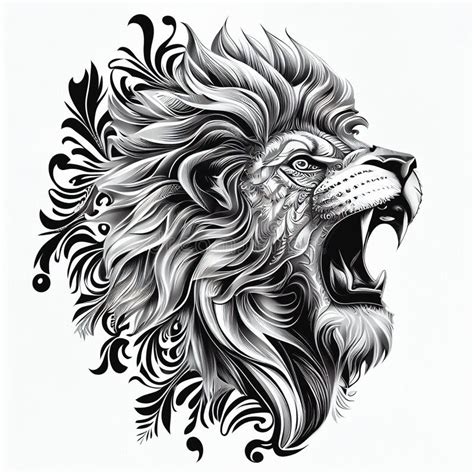 Lion Tattoo Ink Design Stock Illustration Illustration Of Vibrant