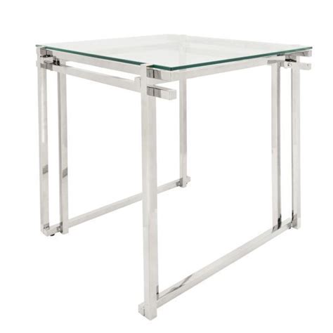 Silver Metal And Glass End Table
