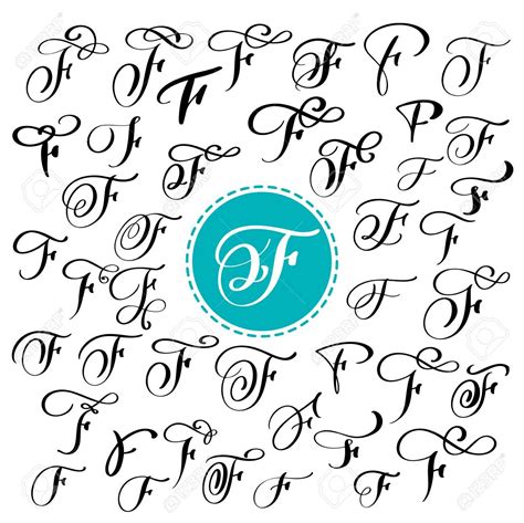 Download Set Of Art Calligraphy Letter F With Flourish Of Vintage