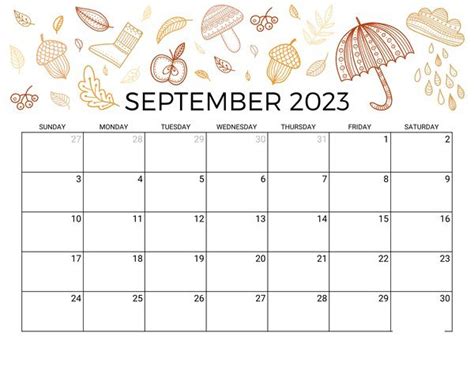 September 2023 Floral Calendar Cute