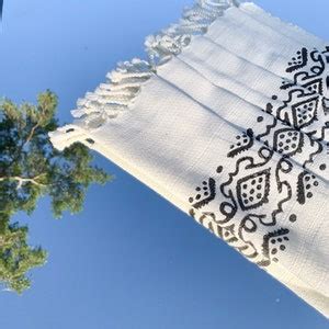 Turkish Bath Towel Cotton Throw Peshtemal Hand Printed Bath Etsy