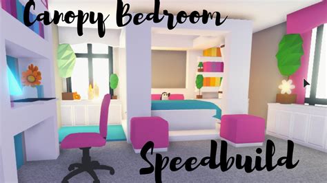 Canopy Bed With Custom Blanket Bedroom Speedbuild Roblox Adopt Me Youtube