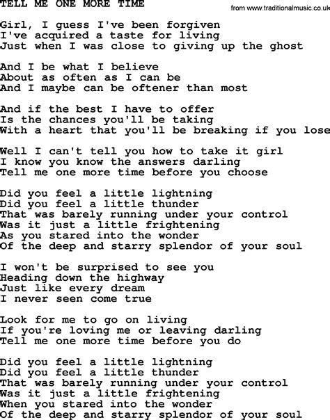 Kris Kristofferson Song Tell Me One More Timetxt Lyrics And Chords