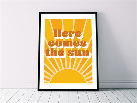 The Beatles Here Comes The Sun Song Lyrics Retro Etsy
