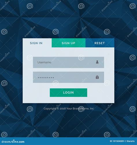 Modern Login Form Template For Your Web Design Stock Vector