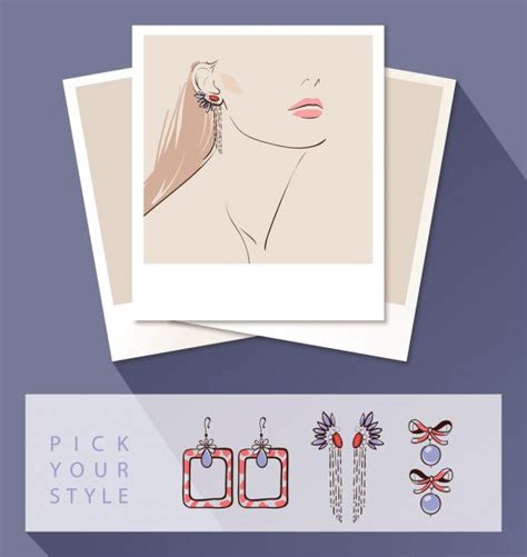 Beautiful Woman Wearing Earrings Mock Up With Different Styles Of