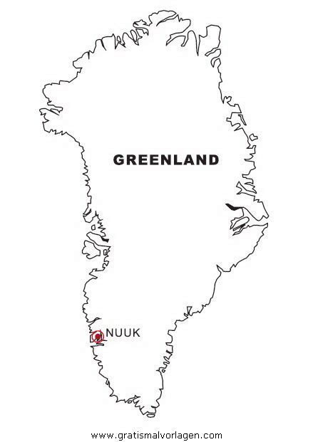 Landkarte Grönland gratis Malvorlage in Geografie Landkarten ausmalen