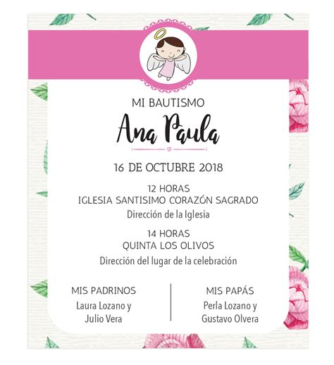 Invitaciones De Bautizo Invitacion Bautizo Rosa Y Dorado Bautizo