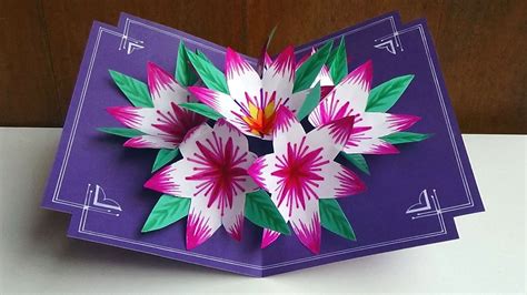 Glue the folded white section on one side of the rectangle. Making A 3d Flower Pop UP Card - Easy And Simple Steps ...