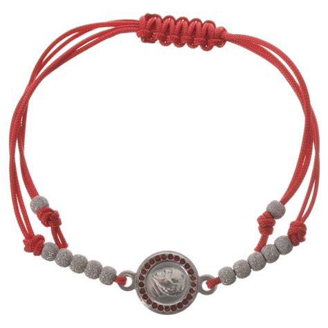Bracelet With Red Cord And Pope Francis Medal In 800 Silver Online