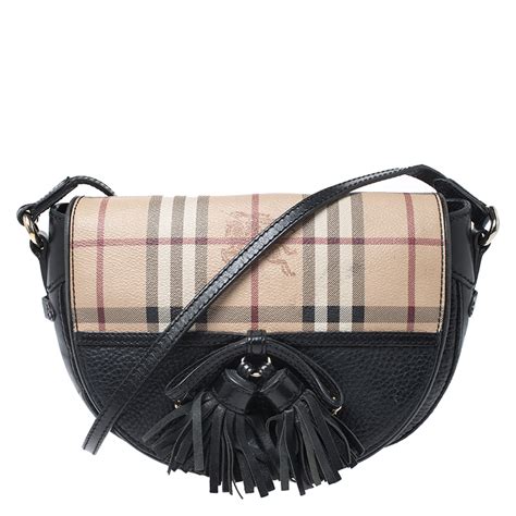 Burberry Black Haymarket Check Leather Maydown Crossbody Bag Burberry Tlc