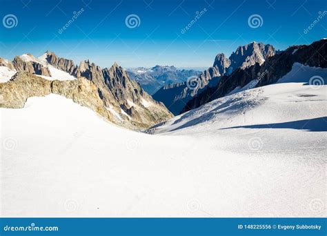 Alps Mountains Ridge Summits Glacier Landscape Mont Blanc Massif Stock