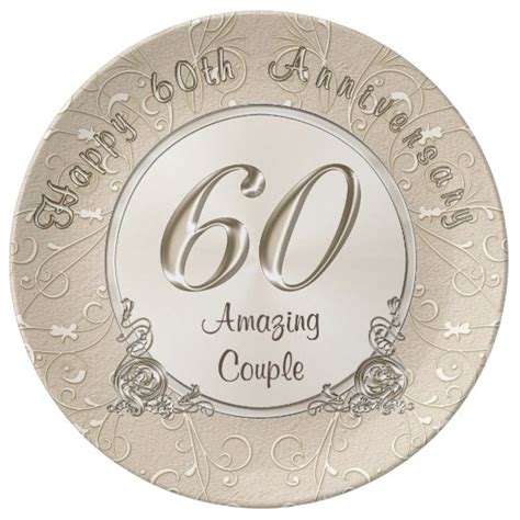 Happy 60th Wedding Anniversary Ts Customizable Plate Zazzleca