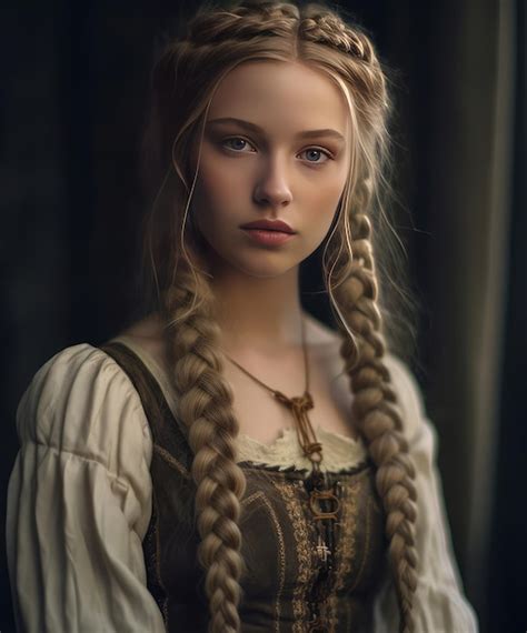 Premium Ai Image A Beautiful Russian Girl In Two French Braid