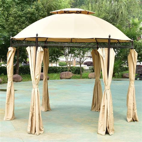 Costway 10ft Round Outdoor Gazebo Canopy Shelter Awning Tent Patio