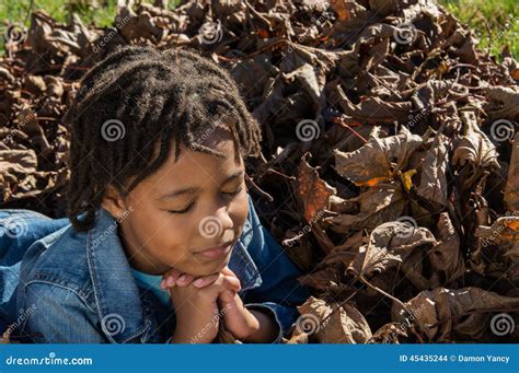 Girl In Prayer Stock Photo Image Of Child Blue Forest 45435244