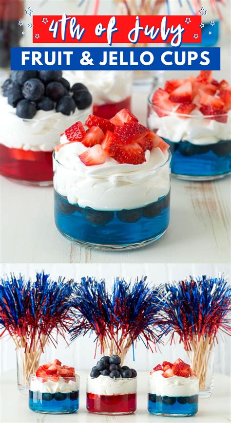 These Red White And Blue Jello Cups With Fruit Are The Easiest Treat
