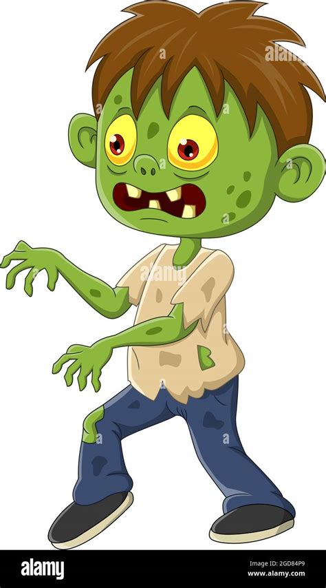 Dibujos animados niño zombie enojado caminando Imagen Vector de stock Alamy