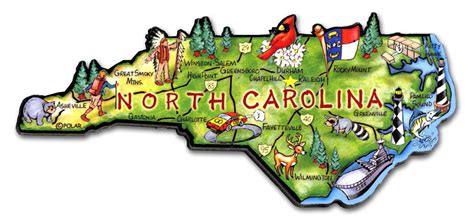 North Carolina State Magnet Artwood By