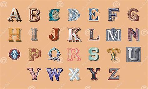 The Alphabet Set Of Capital Vintage Letters Stock Vector Illustration