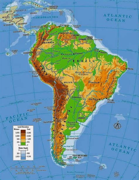 Mapa De América Del Sur Sudamérica Político Físico Para Imprimir