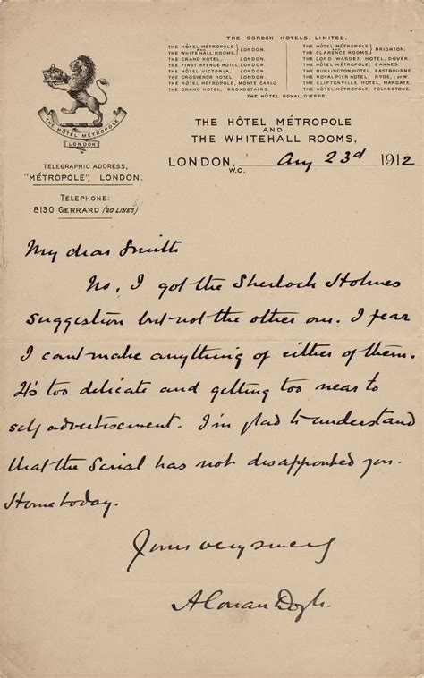Letter From Arthur Conan Doyle To Herbert Greenhough Smith Flickr