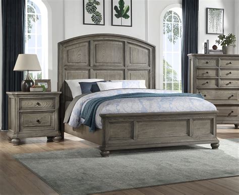 Transitional Rustic Gray Oak Finish Queen Bedroom Set 3pcs Kiran 22070q