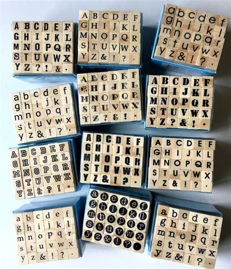 Mini Alphabet Rubber Stamp Set Alphabet Stamps Wood Mounted Etsy