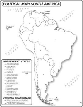 Coloring Book Page South America Political Map By The Human Imprint