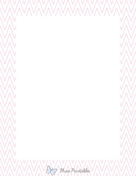 Printable Pink On White Pinstripe Chevron Page Border