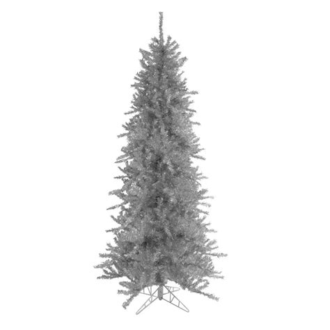 Buy 9 Silver Tinsel Slim Artificial Christmas Tree Unlit Classical