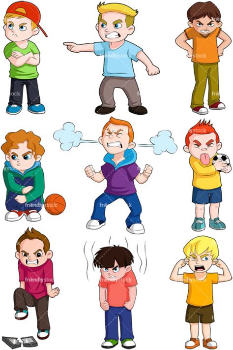 Angry Boys Cartoon Vector Clipart Friendlystock Boy Illustration