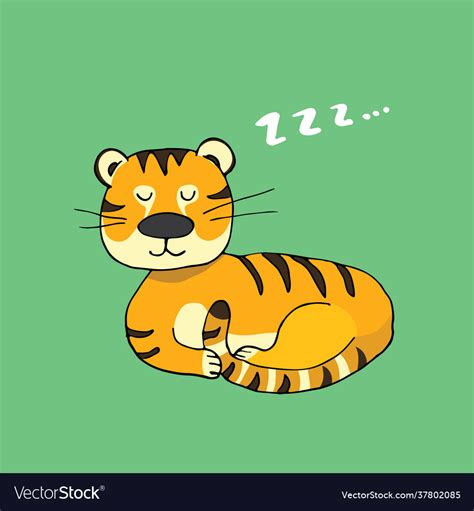 Cute Tiger Sleeping Cartoon Animal Baby Royalty Free Vector