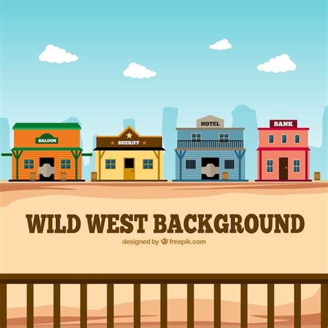 Free Vector Flat Western Background With Colorful Buildings