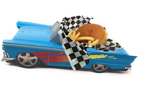 12 Classic Car Party Food Boxes Blue 1957 Chevy Hotrod With Flames