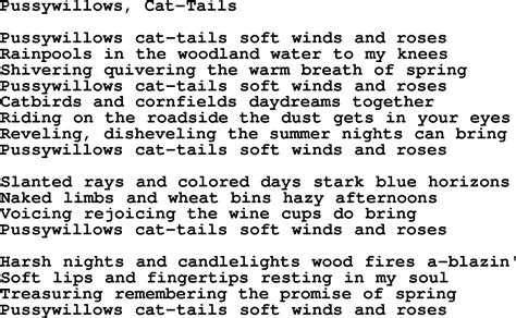 Pussywillows Cat Tails By Gordon Lightfoot Lyrics