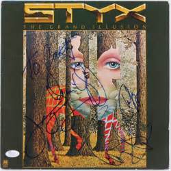 1977 Styx The Grand Illusion Record Album Cover Signed