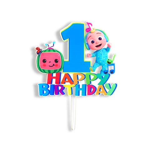 Acrylic Cake Topper Cocomelon 1st Happy Birthday Design Children Kids
