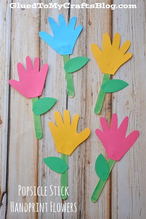 Popsicle Stick Handprint Flowers Daycare Crafts Sunday School Crafts