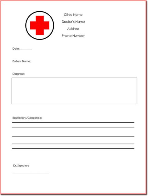 Editable Doctors Note Template