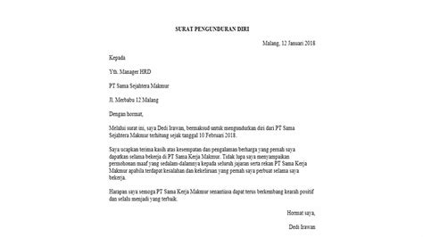 Contoh Resignation Letter Resignation Letter Fill Online Printable
