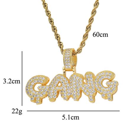 Gang Drip White Pave Cz Pendant Necklace Gold Drip Gang Etsy